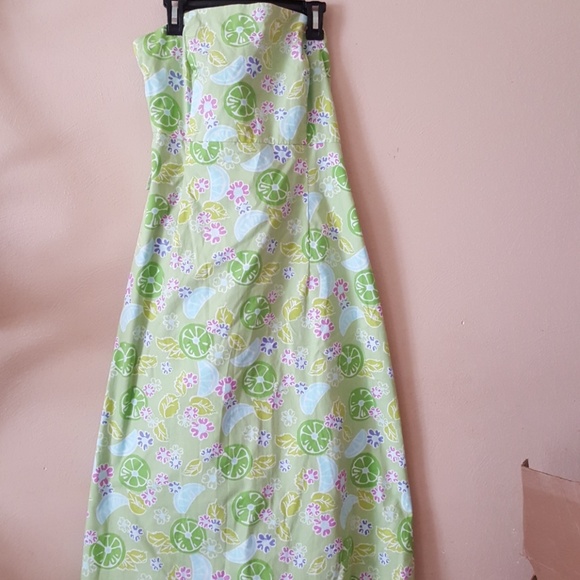 Lilly Pulitzer Dresses & Skirts - Strapless Lime Green Floral Maxi Dress